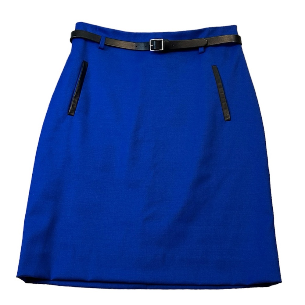Yigal Azrouel Skirt Size 10 NEW Blue Black Belt Designer